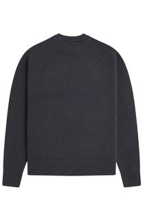 Fred Perry men’s jersey grey dark gray ribbed knit sweater with raglan sleeves made from soft knit material