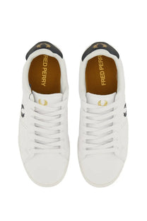 Fred Perry men’s leather sneaker white with black and gold accents in white leather material