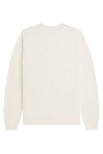 Fred Perry men’s cream-colored long-sleeved knit sweater with crew neck and ribbed cuffs made of soft fabric