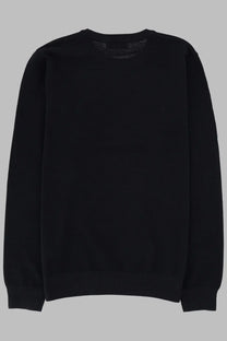Black crewneck sweater with ribbed cuffs and hem in cotton piqué by fred perry men’s maglia in blue