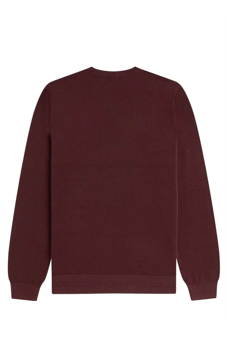 Fred Perry men’s red pique crewneck sweater with ribbed cuffs and hem made from cotton blend fabric