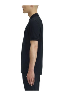 Fred Perry men’s black short-sleeved polo shirt with subtle white logo on chest made from soft breathable cotton