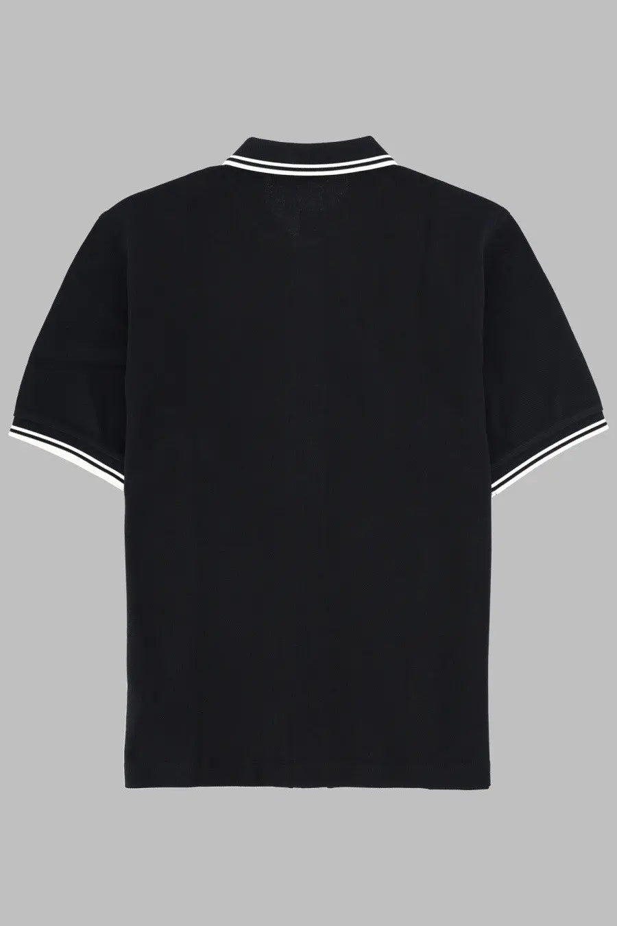 Fred Perry men’s polo shirt in black with white trim on collar and cuffs short sleeves casual wear