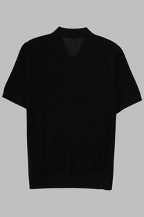 Black short-sleeved knit top with crew neckline from fred perry men’s polo in maglia con black