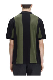 Fred Perry men’s polo Meyba with black and olive green stripes short-sleeved classic collar shirt
