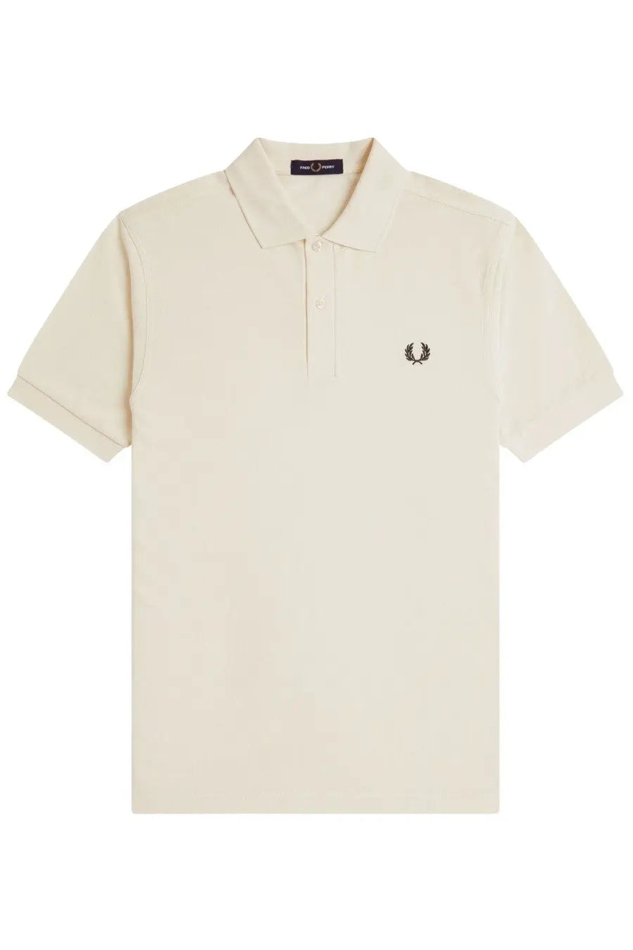 Fred Perry men’s cream-colored polo shirt with classic collar and embroidered laurel wreath logo on the chest