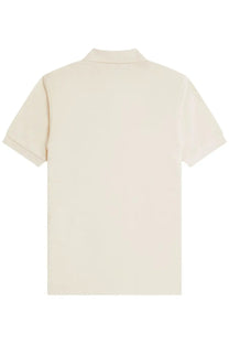 Fred Perry men’s cream-colored short-sleeved polo shirt with classic collar and neatly stitched seams in cotton blend