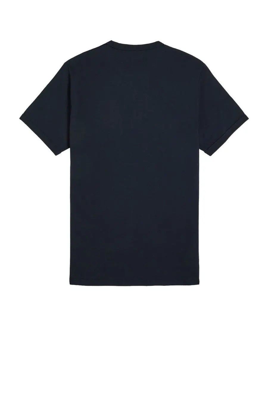 Black short-sleeved crew neck t-shirt shown from the back in a fred perry mens shirt blue product image