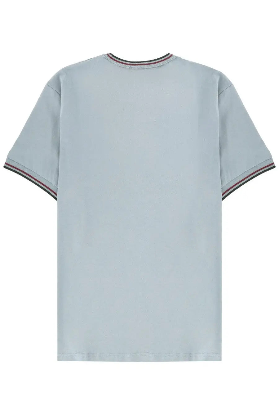 Fred Perry men’s light blue cotton t-shirt with ribbed crew neck and striped short sleeves