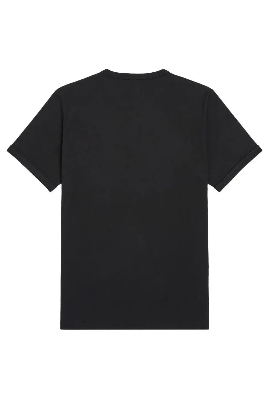 Black short-sleeved crew neck cotton t-shirt with ringer collar by fred perry for men