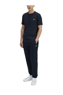 Navy blue Fred Perry men’s ringer t-shirt with white embroidered logo on chest in soft cotton material