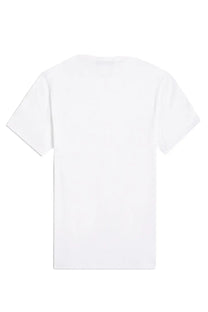 Fred Perry men’s white cotton shirt ringer con with simple crew neck and short sleeves front view