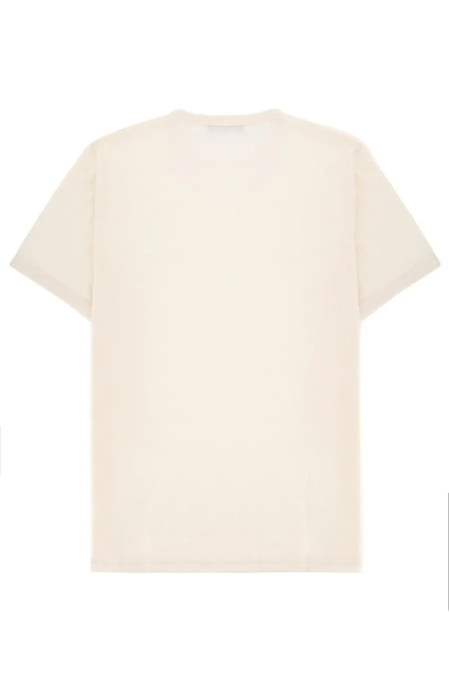 Cream-colored minimalist short-sleeved Fred Perry men’s shirt with simple crew neck perfect for casual wear