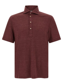 Brunello Cucinelli French Collar Polo Shirt Red