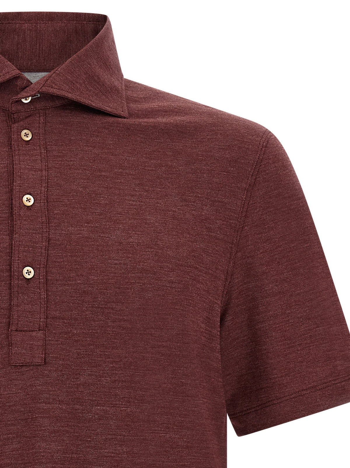 Brunello Cucinelli French Collar Polo Shirt Red
