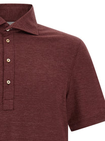 Brunello Cucinelli French Collar Polo Shirt Red