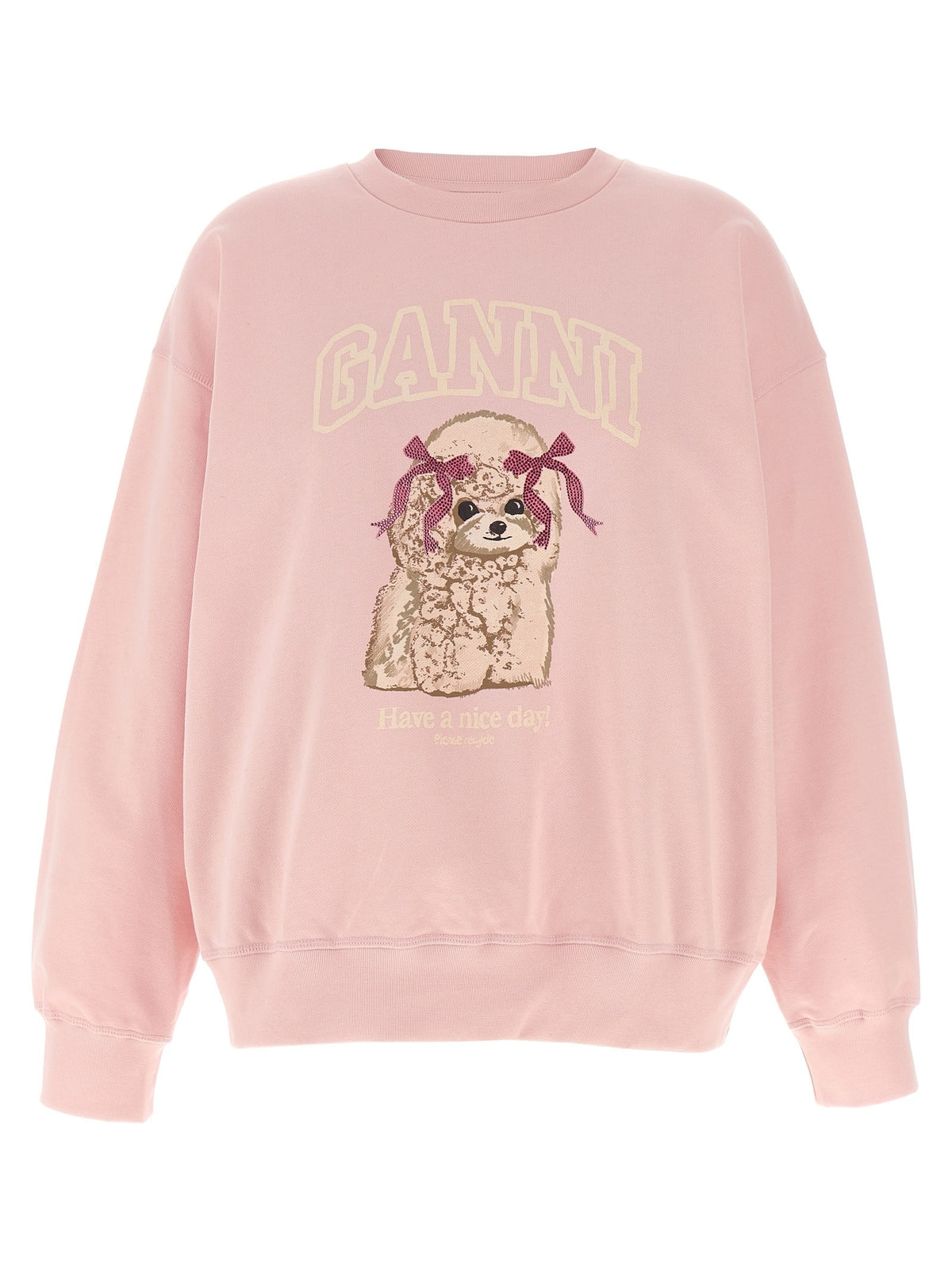 Ganni Front Print Sweatshirt Blue