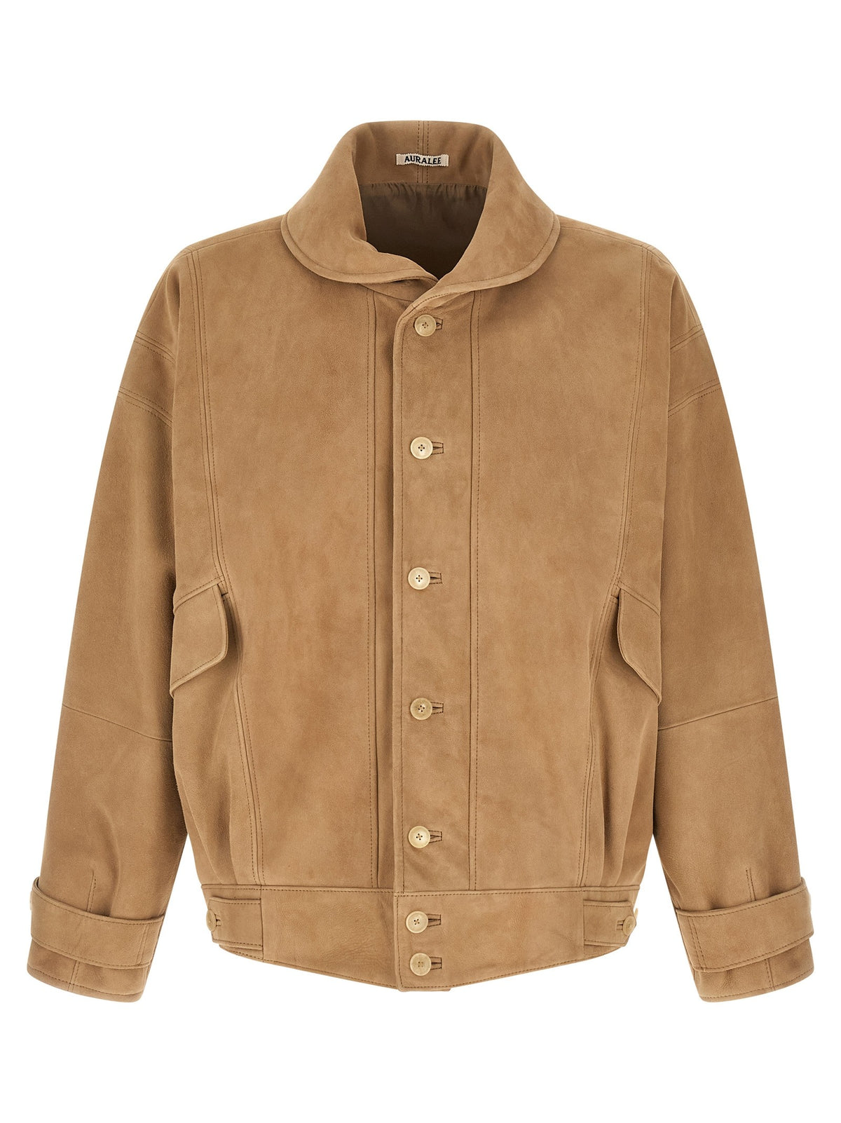 AURALEE Full Grain Leather Blouson Beige
