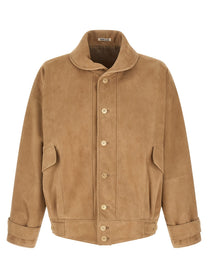 AURALEE Full Grain Leather Blouson Beige