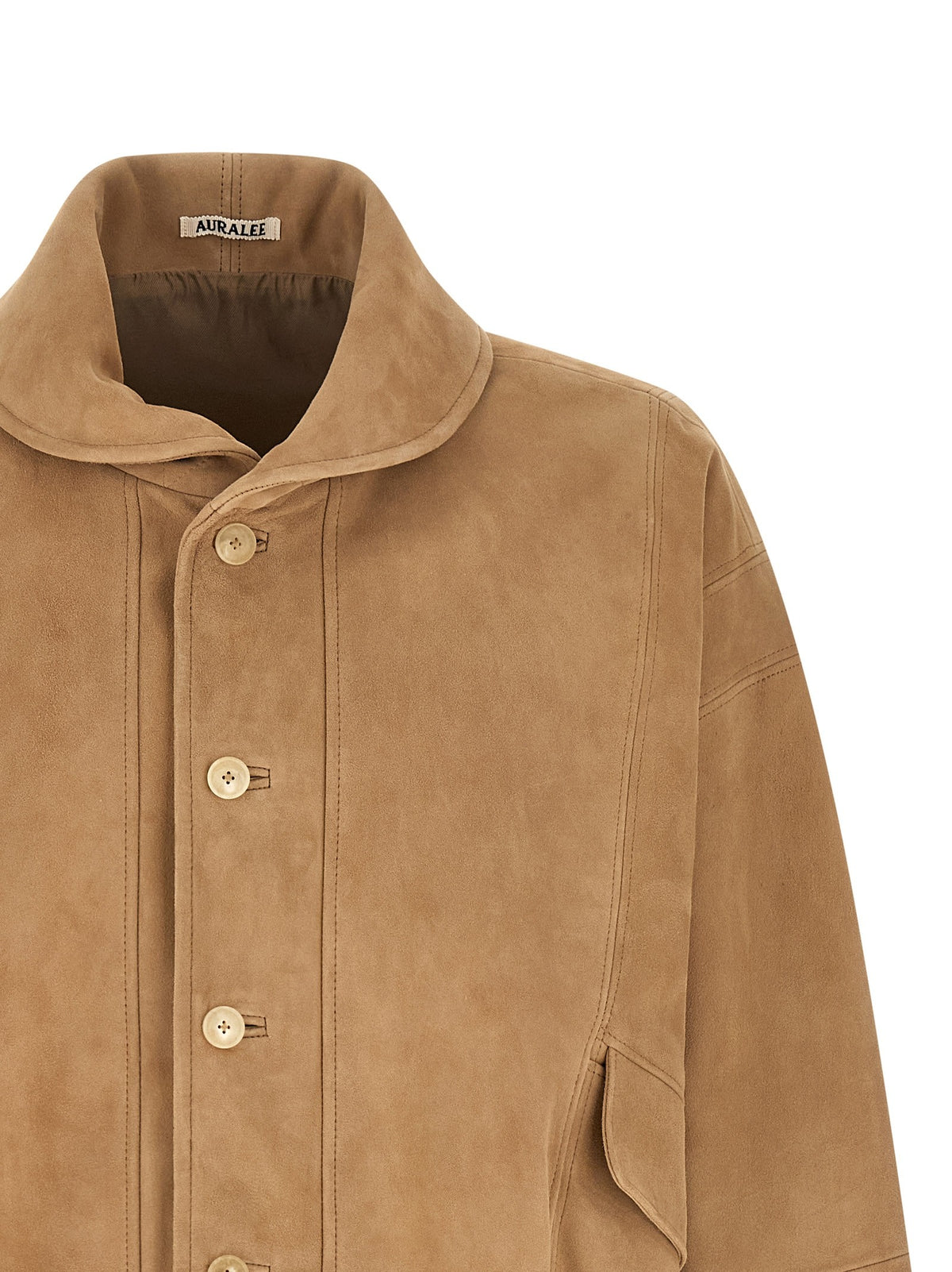 AURALEE Full Grain Leather Blouson Beige