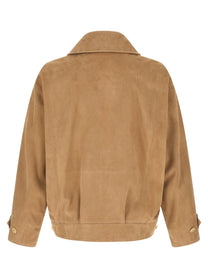 AURALEE Full Grain Leather Blouson Beige