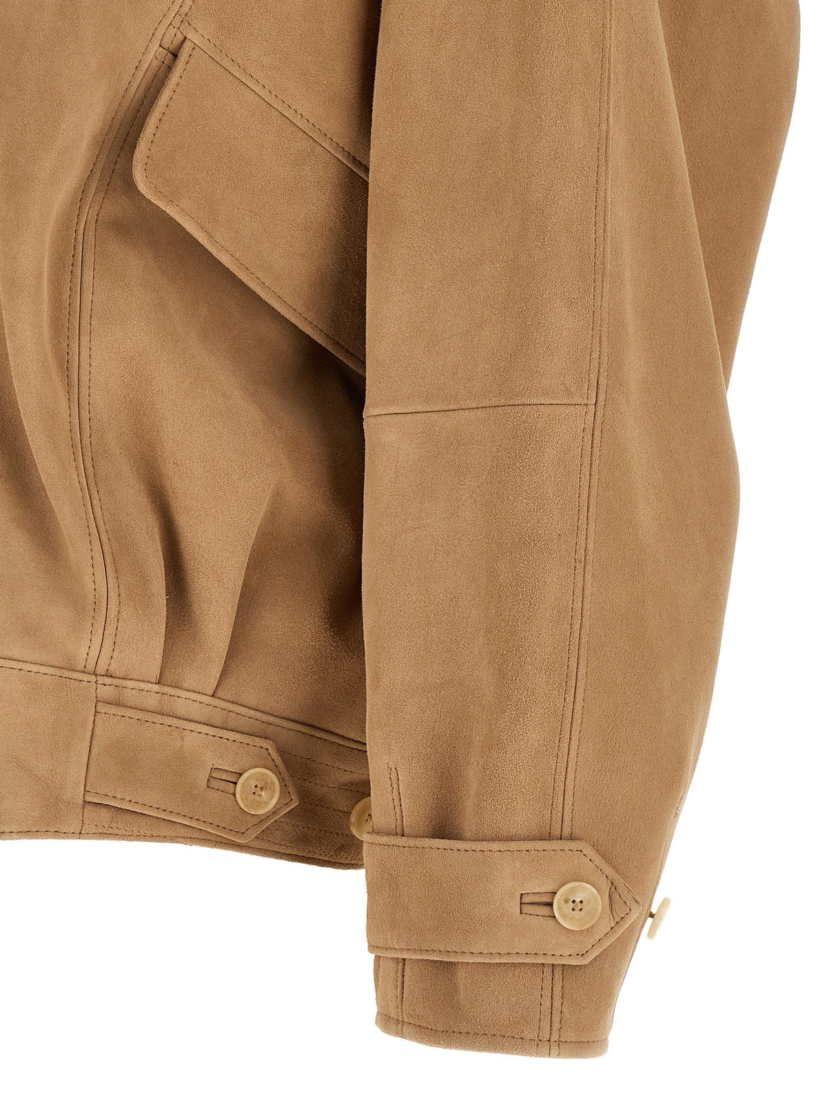 AURALEE Full Grain Leather Blouson Beige