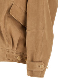 AURALEE Full Grain Leather Blouson Beige