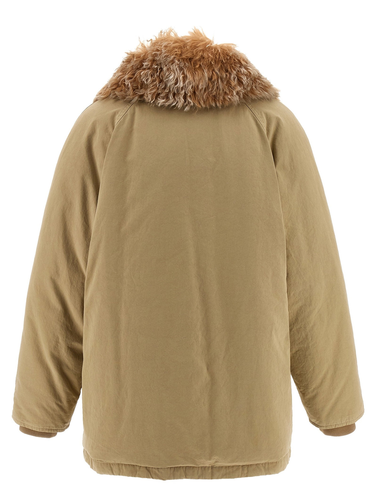PRADA Fur Collar Jacket Beige