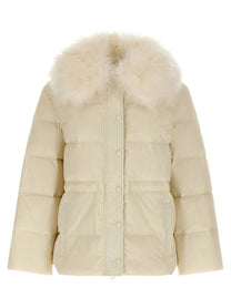 Yves Salomon Army Fur Insert Down Jacket White