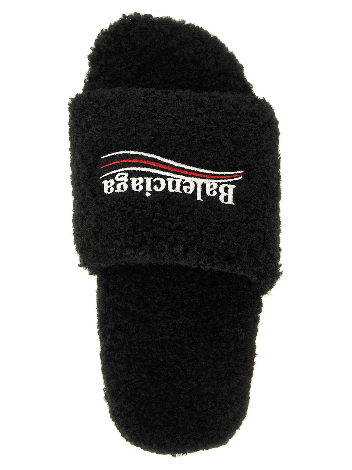 Balenciaga Furry Open Sandals Black