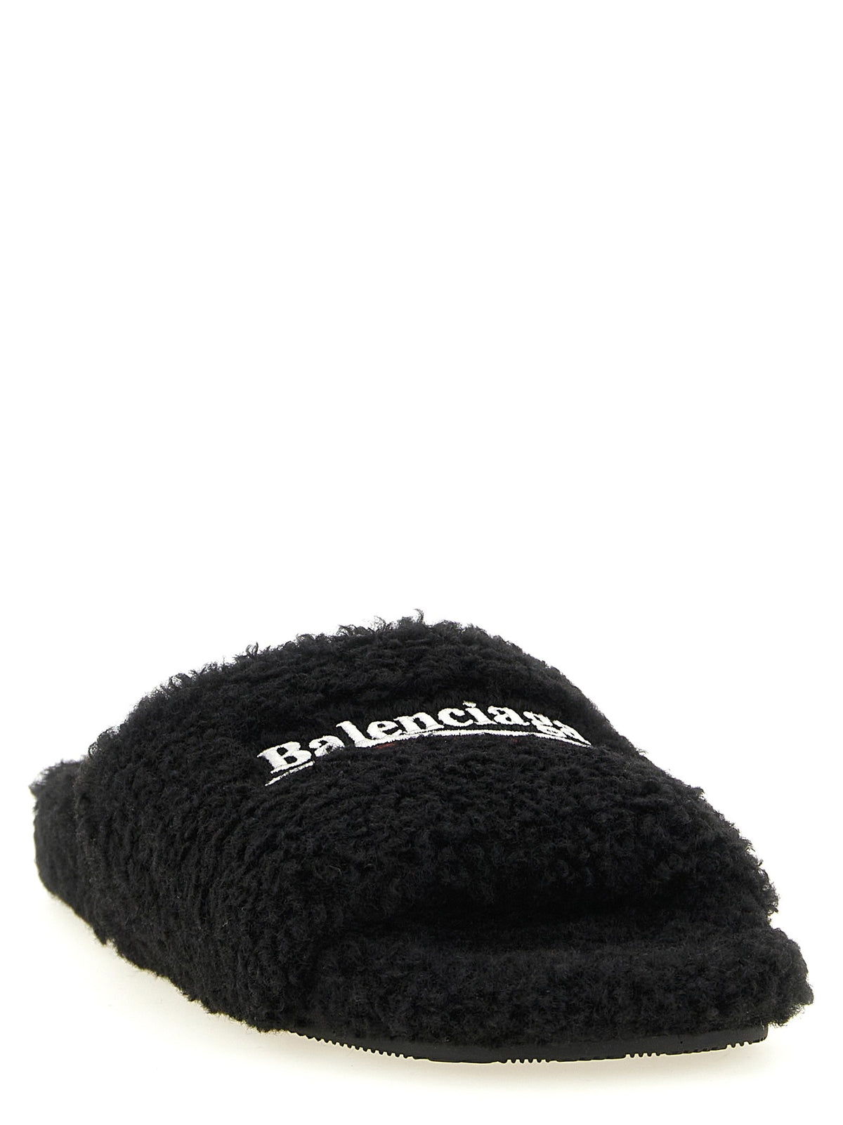 Balenciaga Furry Open Sandals Black