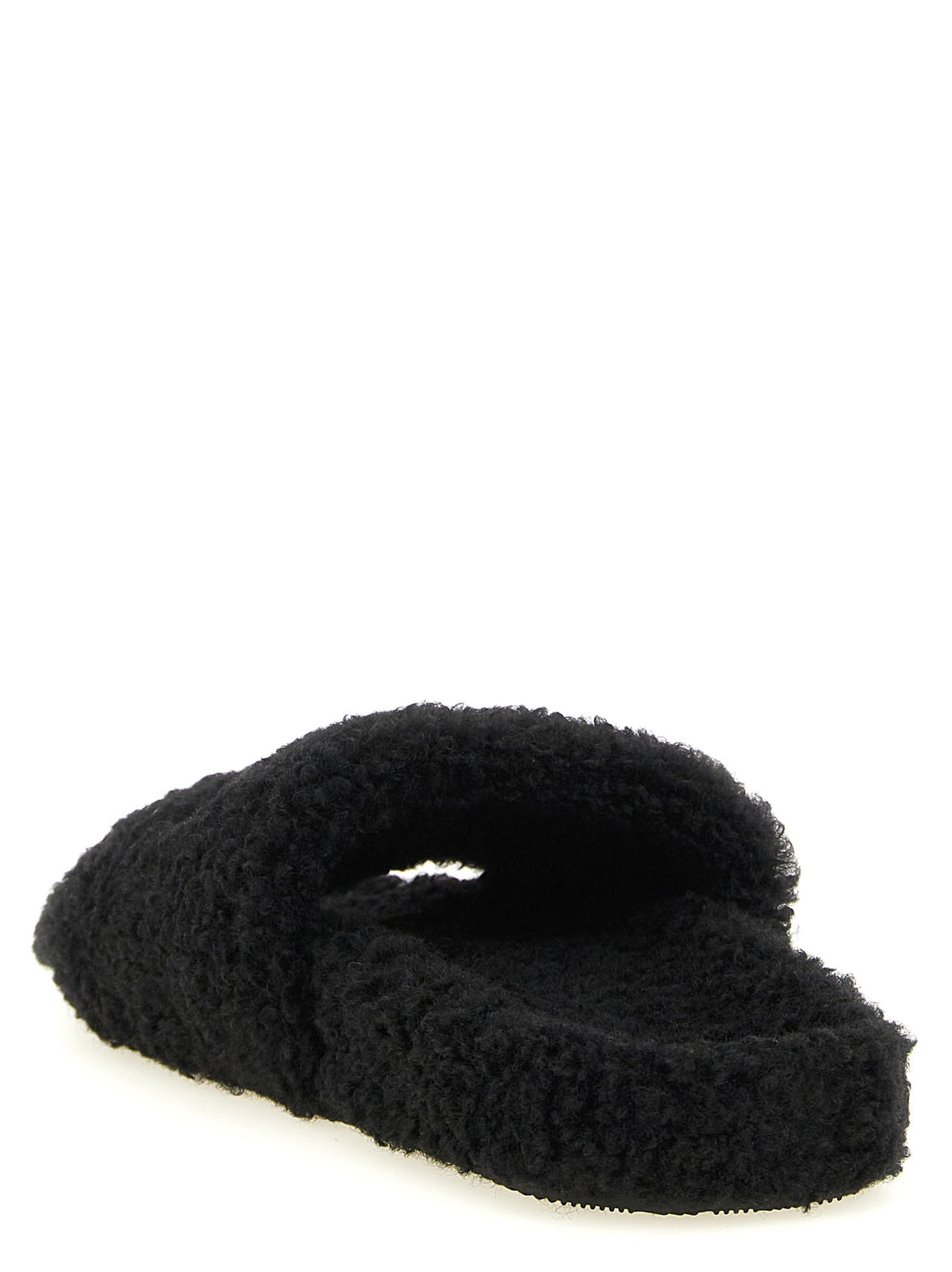 Balenciaga Furry Open Sandals Black