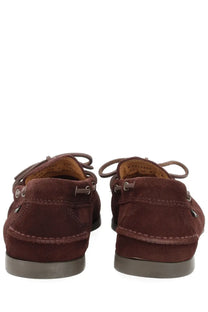 G.H. BASS men’s mocassino camp moc brown boat shoes in brown suede with matching laces and metallic eyelets