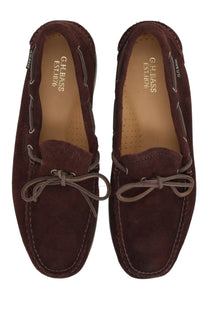 Gh bass men’s mocassino camp moc brown suede loafers with matching laces and classic moccasin design
