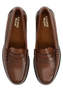 Brown leather g.h. bass men’s mocassino weejun heritage larson brown loafer showing back side view