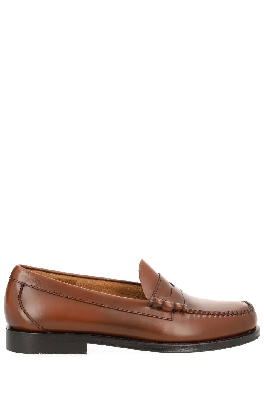 Brown leather loafer with classic moccasin-style design and stitched detailing from g h bass mens mocassino weejun heritage larson brown