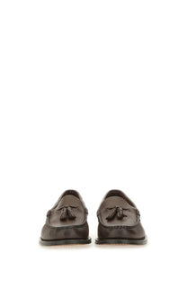 Dark brown leather loafers with decorative tassels and stitched detailing from gh bass mens moccasin larkin brown