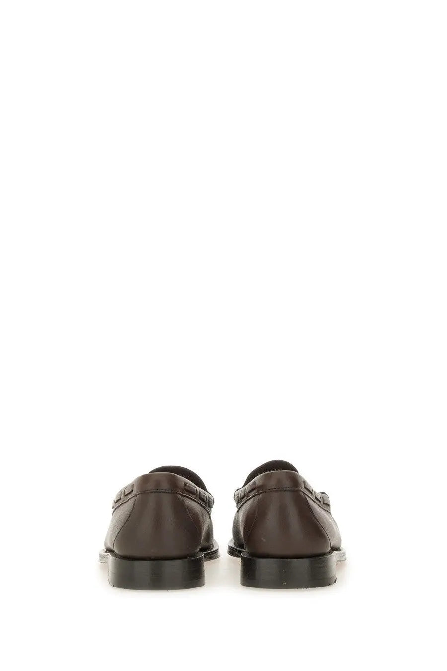 Gh bass men’s moccasin larkin brown brown leather loafers with classic minimalist design and black rubber soles