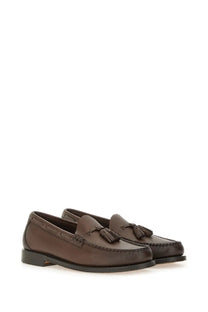 Brown leather tassel loafers with a classic polished finish from g.h. bass men’s moccasin larkin brown collection