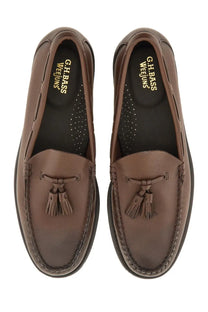 Gh bass men’s moccasin larkin brown brown leather tassel loafers with classic design and visible stitching