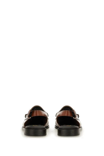 Brown leather sandals with black rubber sole and single strap g h bass women’s moccasin weejun beige