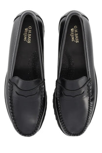 Black leather g.h. bass women’s moccasin weejuns 90s penny with classic penny loafer design