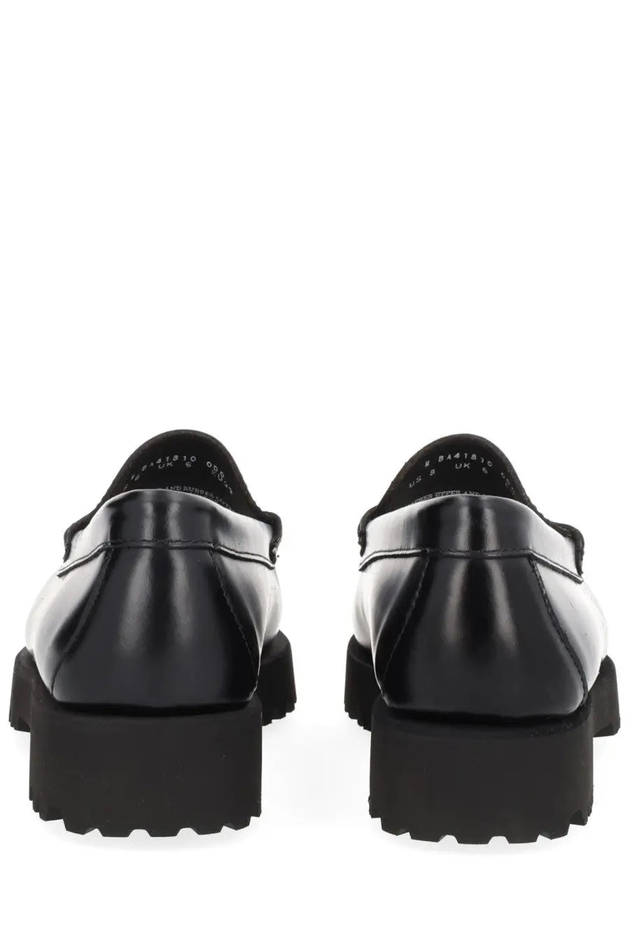 Gh bass women’s moccasin weejuns 90s penny black black patent leather loafers with chunky textured rubber sole