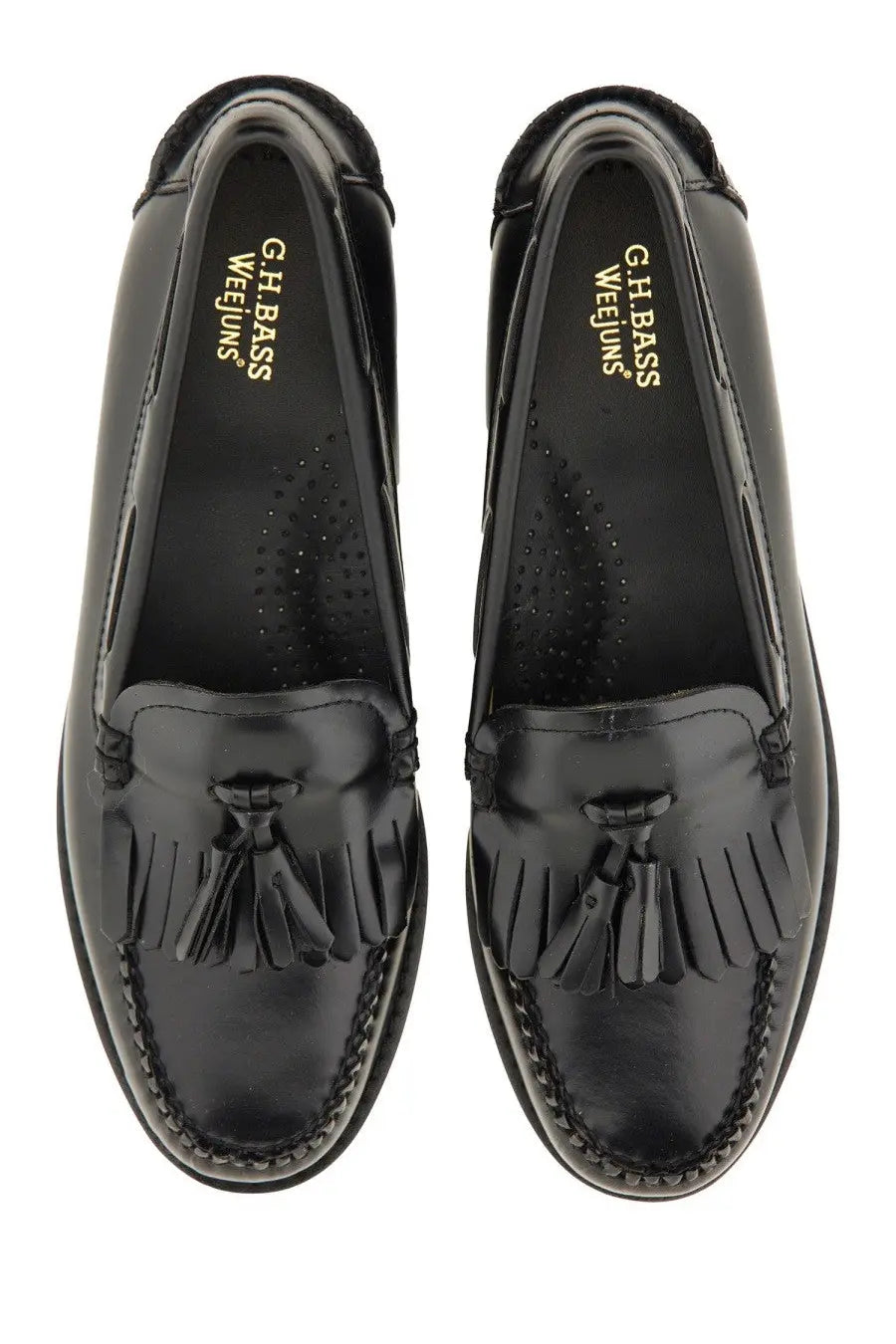 Black patent leather tassel loafers by g h bass womens moccasin weejuns esther kiltie in black