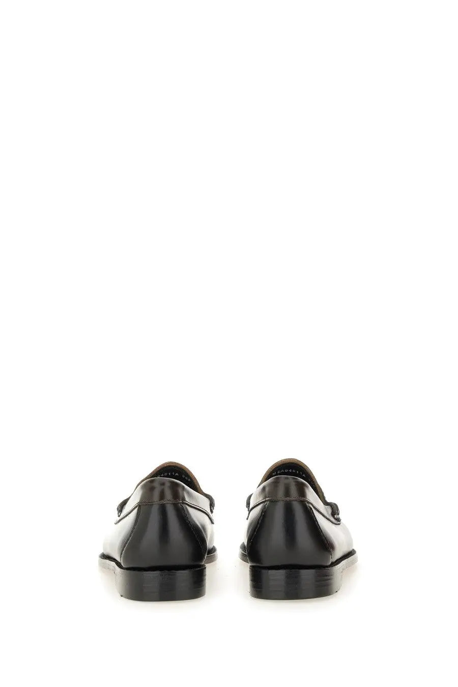 G.H. Bass women’s moccasin weejuns tricolour penny multicolor black leather loafers with polished finish and slip-on design