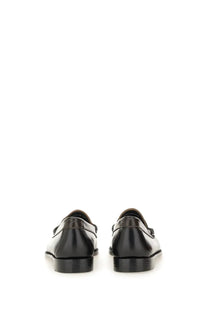 G.H. Bass women’s moccasin weejuns tricolour penny multicolor black leather loafers with polished finish and slip-on design