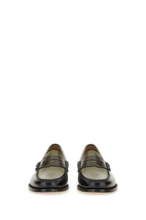 Gh bass women’s moccasin weejuns tricolour penny multicolor black and olive green leather penny loafers with polished finish