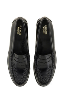 G.H. BASS women’s penny loafer black leather with woven texture and polished finish for stylish wear