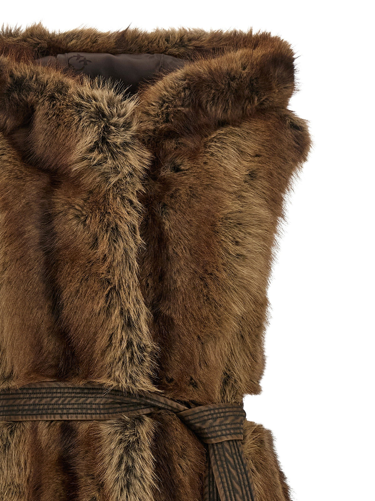 Pinko Galearis Faux Fur Vest Brown