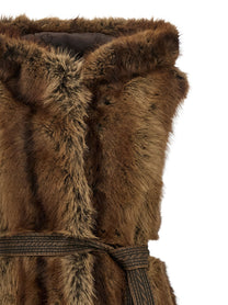 Pinko Galearis Faux Fur Vest Brown
